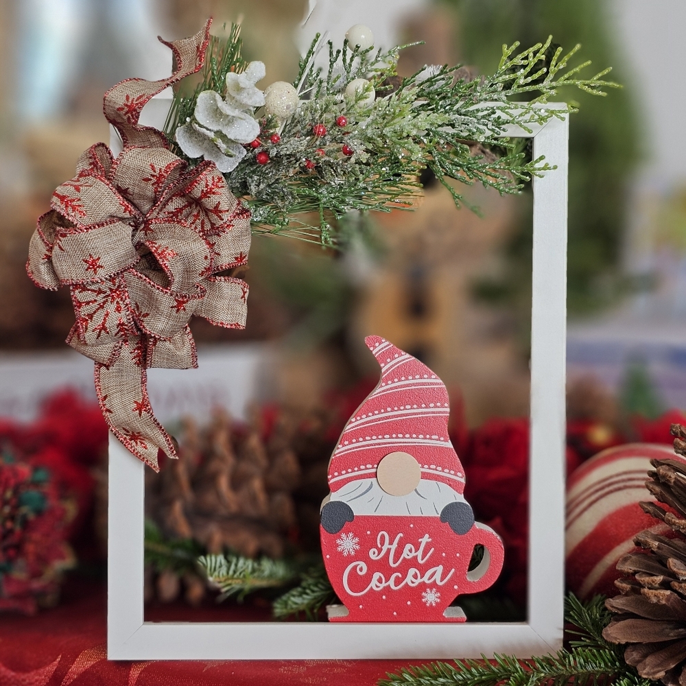 Handmade Holiday Christmas Gnome Wall Decor Picture Frame